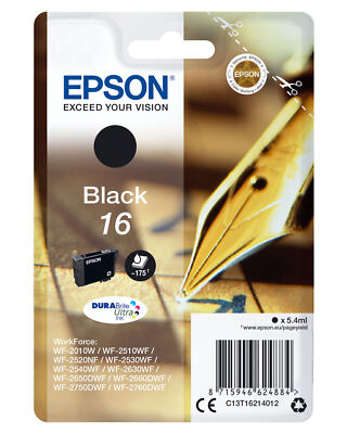 Epson printer cartridge 16 (C13T16214010) black expiry date 03/27