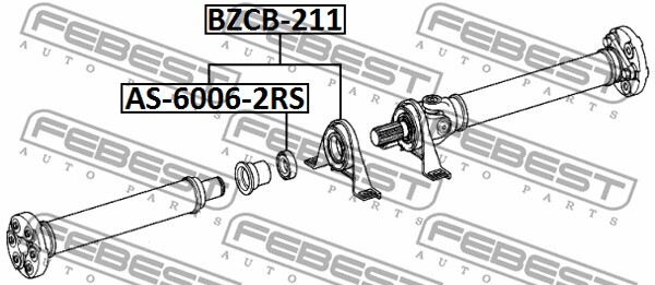BZCB-211 FEBEST Bearing, propshaft centre bearing for MERCEDES-BENZ