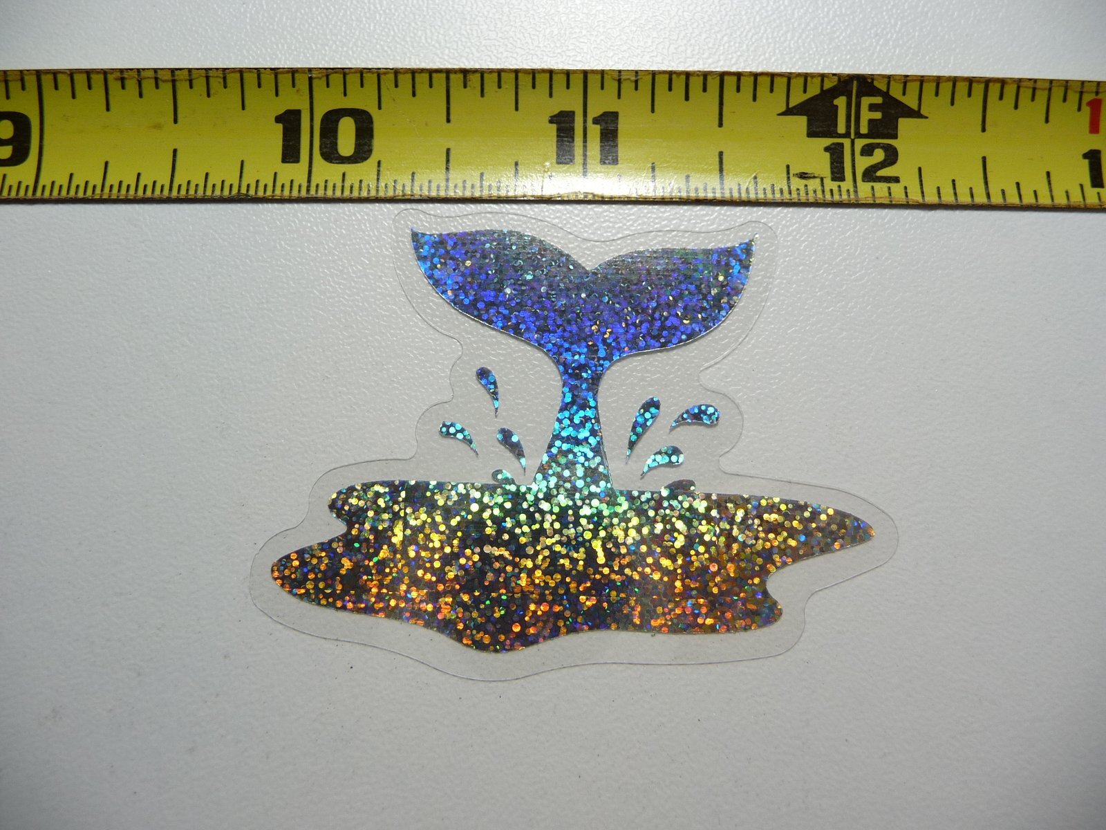 HOLOGRAPHIC SPLASHED WHALE TAIL STICKER DECAL OCEAN SEA LIFE SPARKLE