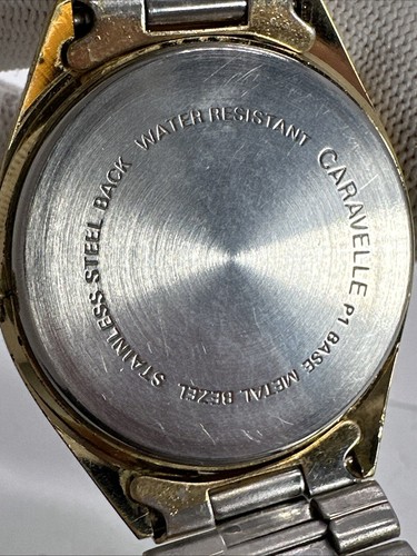 Rare VTG Bulova 7399 1980’s Gold Plated Swiss Made Mens WristWatch 35MM Day Date - Picture 12 of 16
