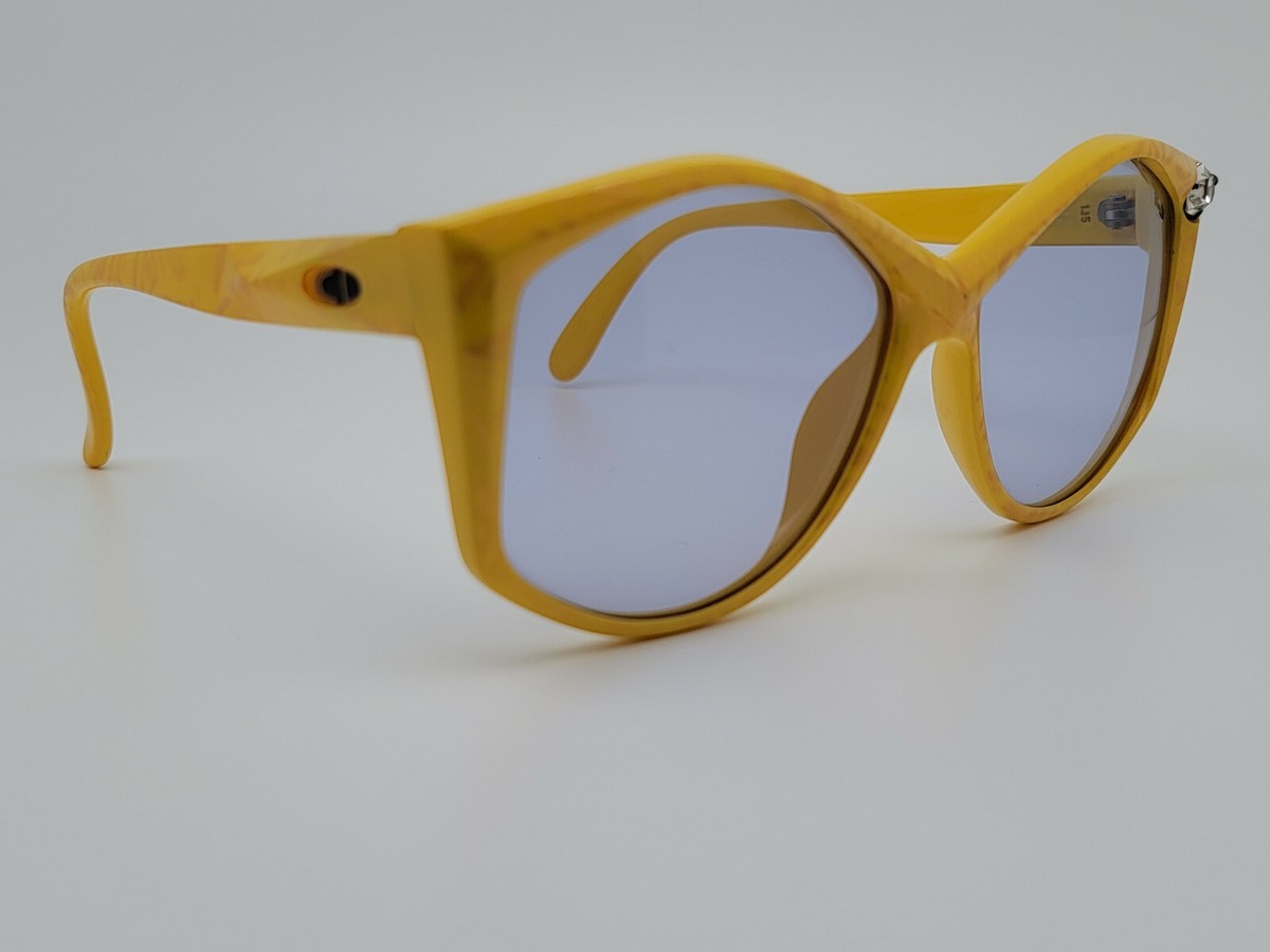 Christian Dior 2224 40 Yellow Tiger Stripe Rhinestone Frame Blue
