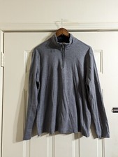 Michael Kors Men's Light Ash Gray 1/4 Zip Pullover Size L Designer Cotton Read