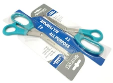 SET OF 2 EACH TEAL SCISSORS WESTCOTT 8" LONG STAINLESS STEEL 