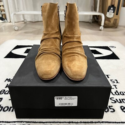 Amiri Suede Leather Stacked Boots - Cognac / Tan / Camel Colorway
