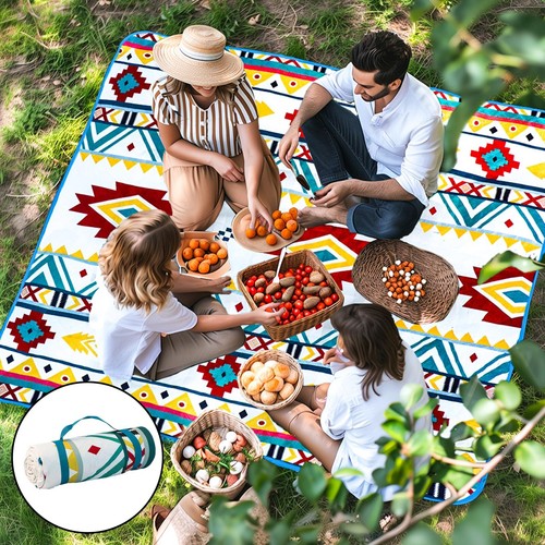 Picnic Blanket 80''x60'' Extra Large Outdoor Blanket Waterproof Beach Blanket...