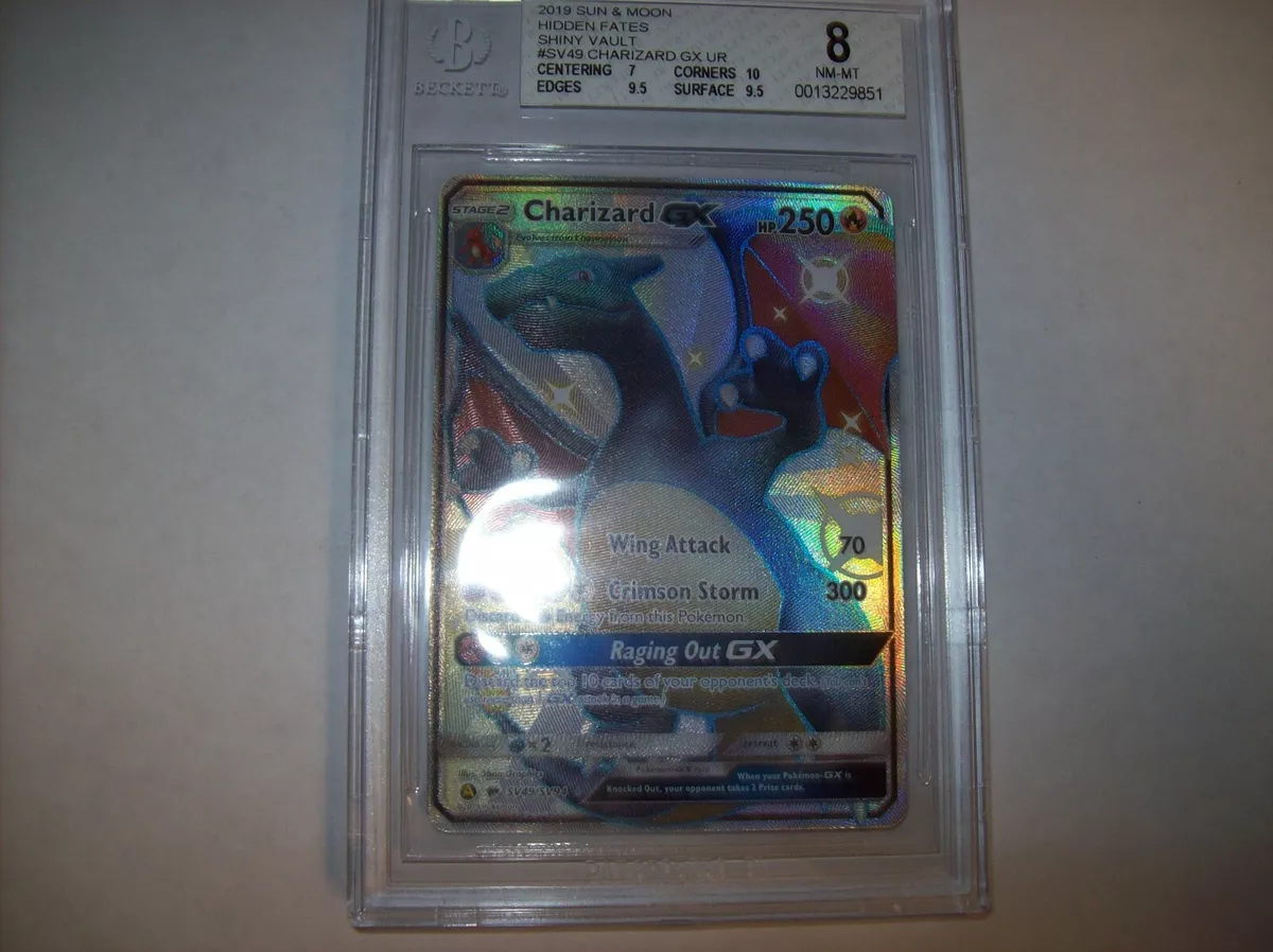 2019 Hidden Fates SV49 Shiny Charizard GX Beckett NMM 8 Free Ship & Tracked