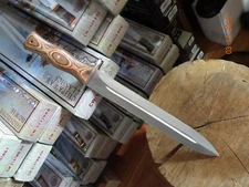 16" CHIPAWAY BOWIE KNIFE RED MAPLE HANDLE 11" 440HC STAINLESS BLADE LEATHER SHEA