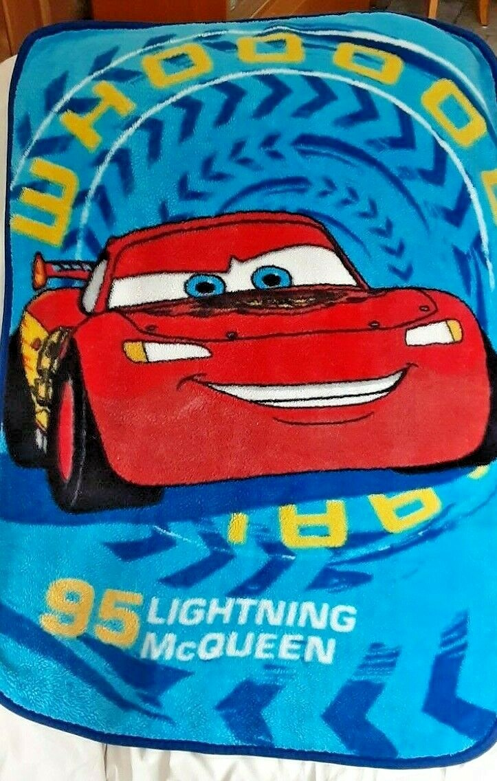 Disney Cars Lightning McQueen Soft Fleece Throw Blanket Red Blue #95 30 x  40 | eBay