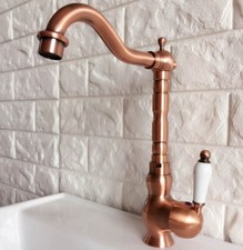 Antique Copper Single Handle Bathroom Kitchen Sink Faucet Swivel Spout Mixer Tap