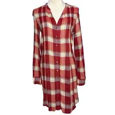 Anthropologie Lucie Plaid Tunic, by Akemi + Kin - Red Motif, Rayon Wool Size XS