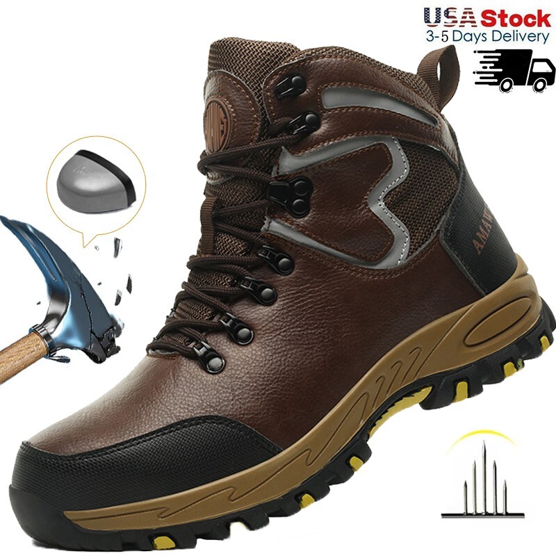 Waterproof Men's Outdoor Safety Work Boots Slip-Resistant Steel Toe work boots