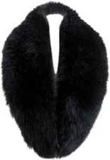 Long Men Women Faux Fur Collar Winter Warm Wrap Stole Black 100cm/39.4inch