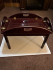 Vintage Bombay Company Oval Butler Tray Tea Table w Fold Up Side Handles — photo 1