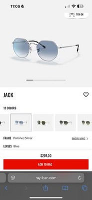 NEW Ray-Ban RB3565 Unisex Jack Sunglasses Silver Frame Blue Gradient Grey Lens