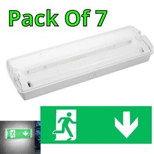 LED Emergency Exit Light 3 Watt x7 Bulkhead Sign Green Sign Arrow IP65 UK C3