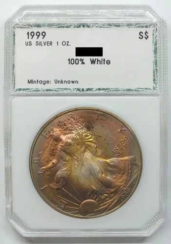 1999 American Eagle 1 oz Silver Dollar - Toning Toned - Bullion Coin - Q585