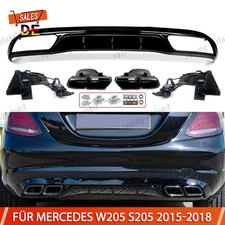 Schwarz Heckdiffusor Spoiler Für Mercedes W205 S205 Base Sedan C63 mit Endrohren