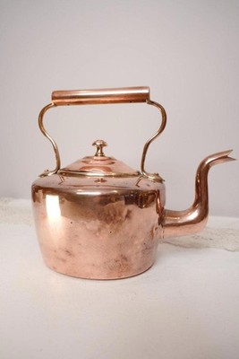 Mittelgroßer Vintage Kupfer Wasserkocher | Messinggriff Teekanne | Bauernküche Deko