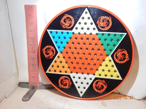 Checkers Chinese Checkers Vintage Game Round Tin Made in Japan Ohio Art 2 Sided