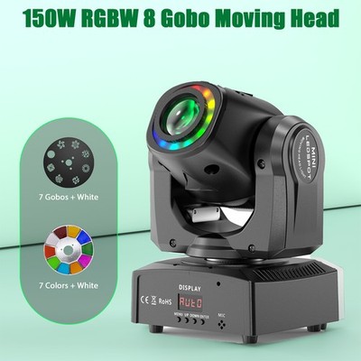 150W Moving Head Light DMX RGB 8Gobos Stage Lighting DJ Disco Halloween Party