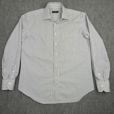 Canali Dress Shirt Mens 41/16 Blue White Striped Cotton Italian Luxury Business