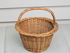 Antique Primitive Hand Made Woven Split Oak Egg Gathering Basket Easter 3/4" Rim