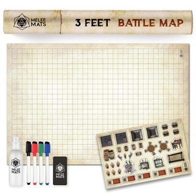 Melee Mats DND Map Starter Kit for Dungeons & Dragons Game - 24” x