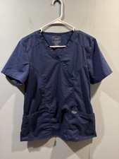 Cherokee Workwear Scrub Top, Size Medium Blue Nurse Kitchen Hospital Work Shirt
