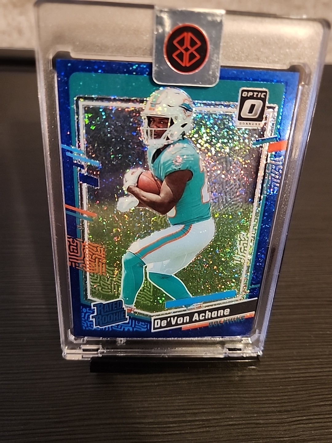 2023 Panini Donruss Optic Devon Achane Blue Glitter Rated Rookie SSP No. 269