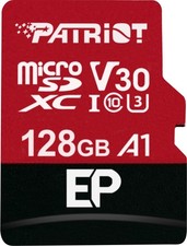 Patriot EP 128 GB microSDXC, Speicherkarte schwarz/rot, UHS-I U3, Class 10, V30,