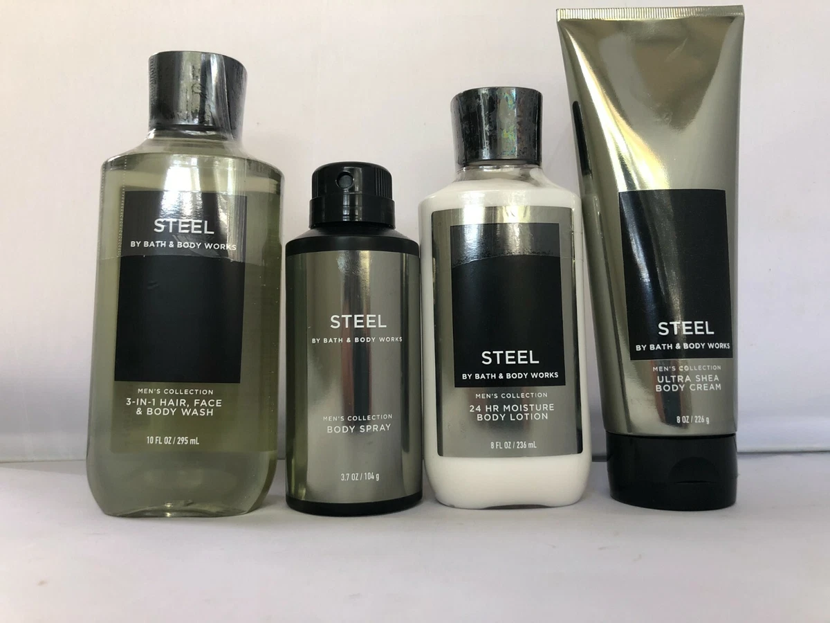 Bath and Body Works Steel For Men's Shower Gel, Lotion, Cream, Spray Set of  4 | eBay