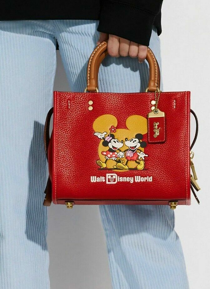 NWT COACH X DISNEY LTD 50 YR. ELECTRIC RED/MUTLI MICKEY & MINNIE MOUSE ROGUE 25 image 4