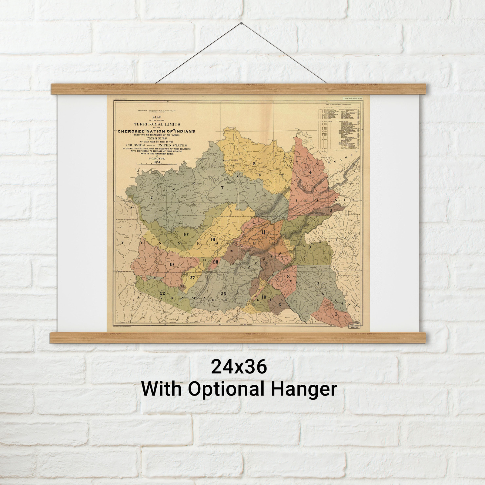 Cherokee Nation Territory, 1884, Native American Indian; Historic Map | eBay
