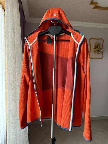 ORTOVOX MERINO INSIDE FLEECE ORANGE HOODED JACKET WOOL FULL ZIP MENS SIZE XL TOP - Picture 2 of 17