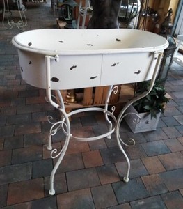 blumenbank metall weiß