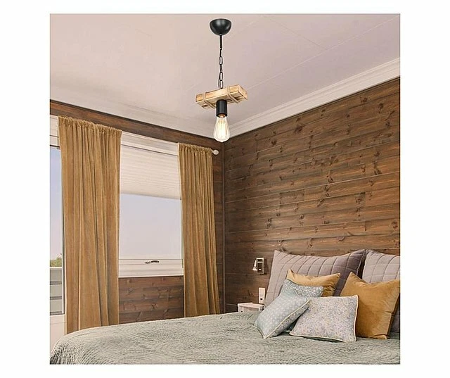 Wooden Ceiling Light Rope 1 Lamp  Rustic Chandelier Pendant New - Image 4 of 4