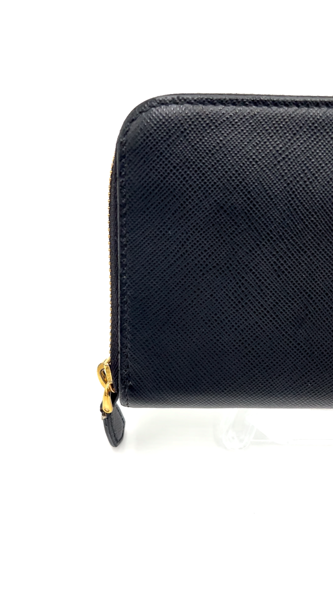 PRADA Long Wallet Zip Around 1ML506 Black Saffiano Leather Made in
