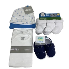 Love Your Onesies 6-9m, Two Caps 6-12m, Carter's Shoes 0-3m, Gerber Socks 0-6m