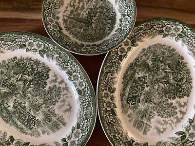 IRONSTONE England Grün 2x Platte 1x Schüssel 