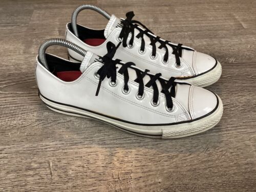 Converse CT All-Stars Patent Ox Shiny White Leather Shoes Womens Size 9 111134 - Afbeelding 1 van 13