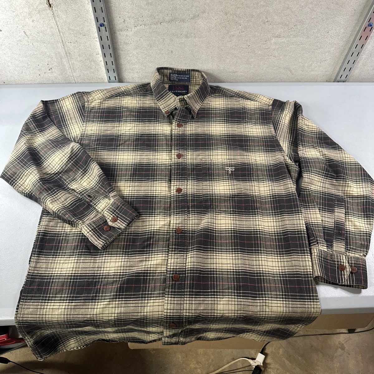 lucchese 1883 long sleeve button up shirt men s L large brown