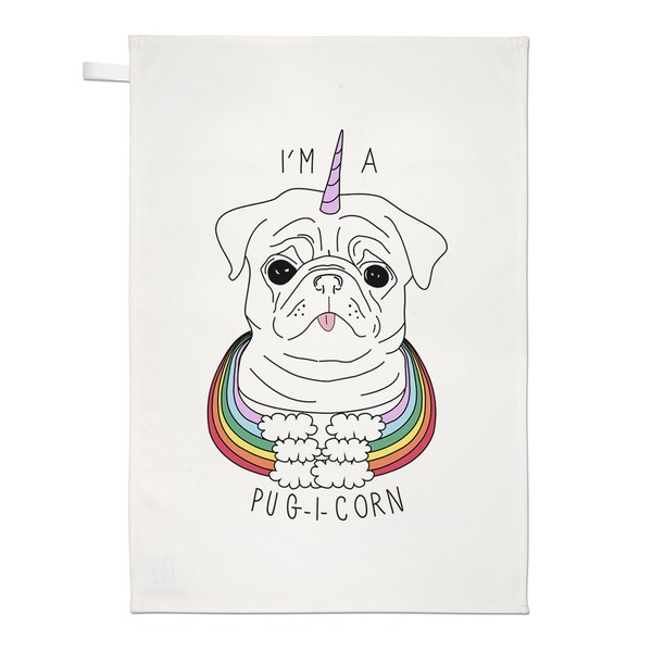 I'm A Pugicorn Regenbogen Geschirrtuch SpüLlappen - Mops Unicorn Hund Welpe-image