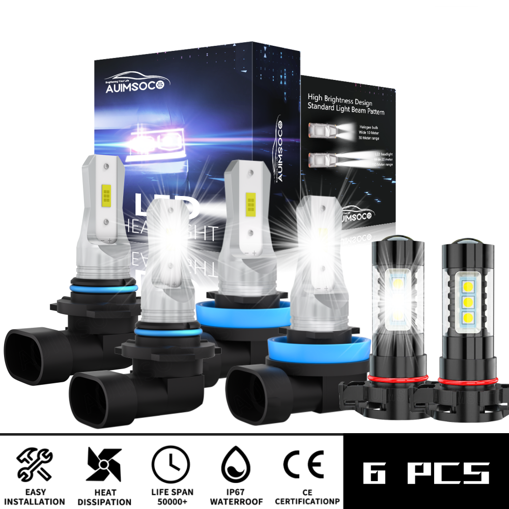 6x Led Headlight Hi/Lo Beam Fog Light Kit For Chevrolet Suburban 2500 2007-2013