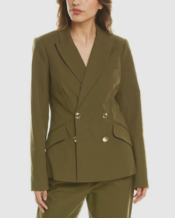 DEREK LAM 10 CROSBY Rodeo Double breasted Army blazer Green sz. 10 NWT