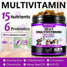 Oimmal 15 in 1 Multivitamin Dog Chews Treats Hip Joint Skin Coat Multi Vitamin