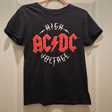 ACDC Graphic Tee S High Voltage Black Short Sleeve T-Shirt Band 100% Cotton