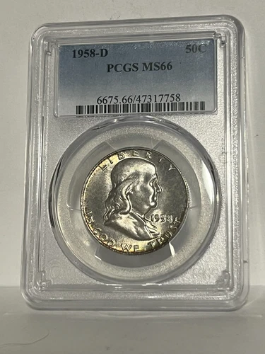 (E#40) TONED 1958-D PCGS MS66 Franklin Half Dollar 50c