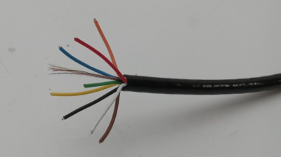 Coiled Spiral Curly Cable Black Wire 8 Core Shielded 4 Feet Coiled