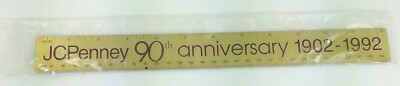 Commemorative 1902-1992 JC Penney 90th Anniversary Gold Tone Metal Ruler