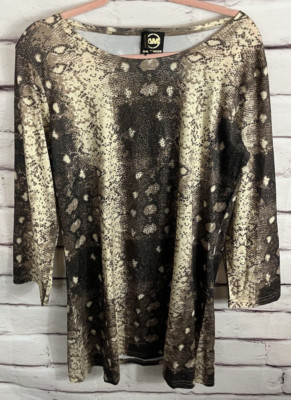 Ameri Mode Women's Size S/M Snakeskin Long Sleeve Blouse
